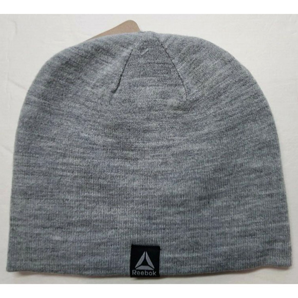 Reebok Men's Beanie Hat Gray Blue One Size Reversible Big Logo Knit Warm MSRP$30 - Picture 5 of 7